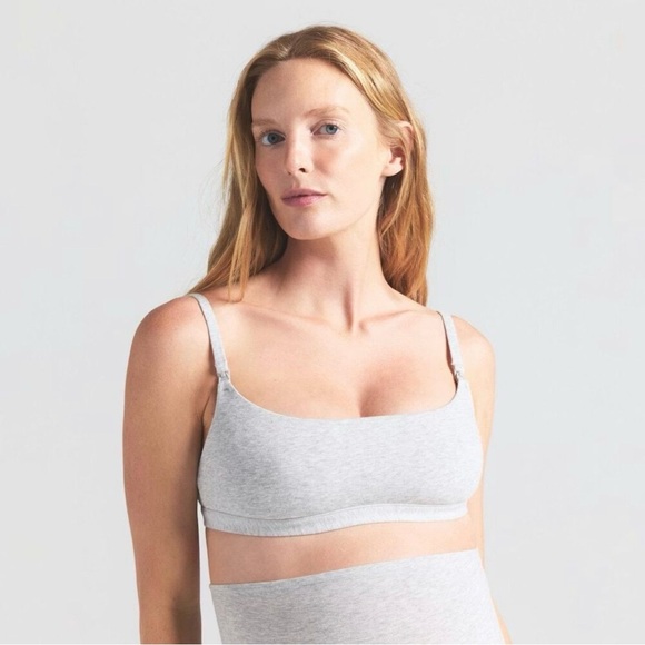 SKIMS Maternity Nursing Scoop Bralette Large Light Grey - Picture 1 of 12